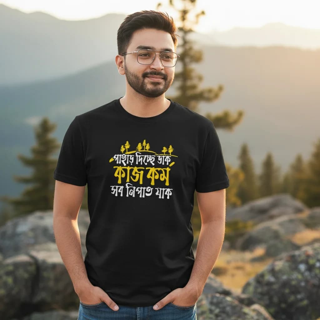 Pahar Dicche Daak - Bengali Travel T-Shirt