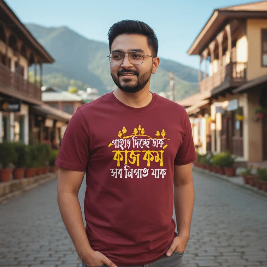 Pahar Dicche Daak - Bengali Travel T-Shirt
