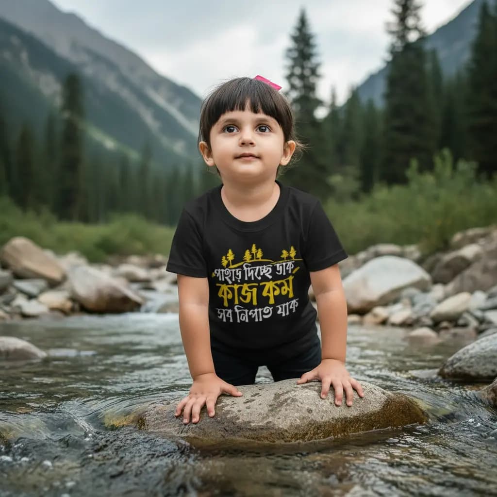 Pahar Dicche Daak - Bengali Kids T-Shirt