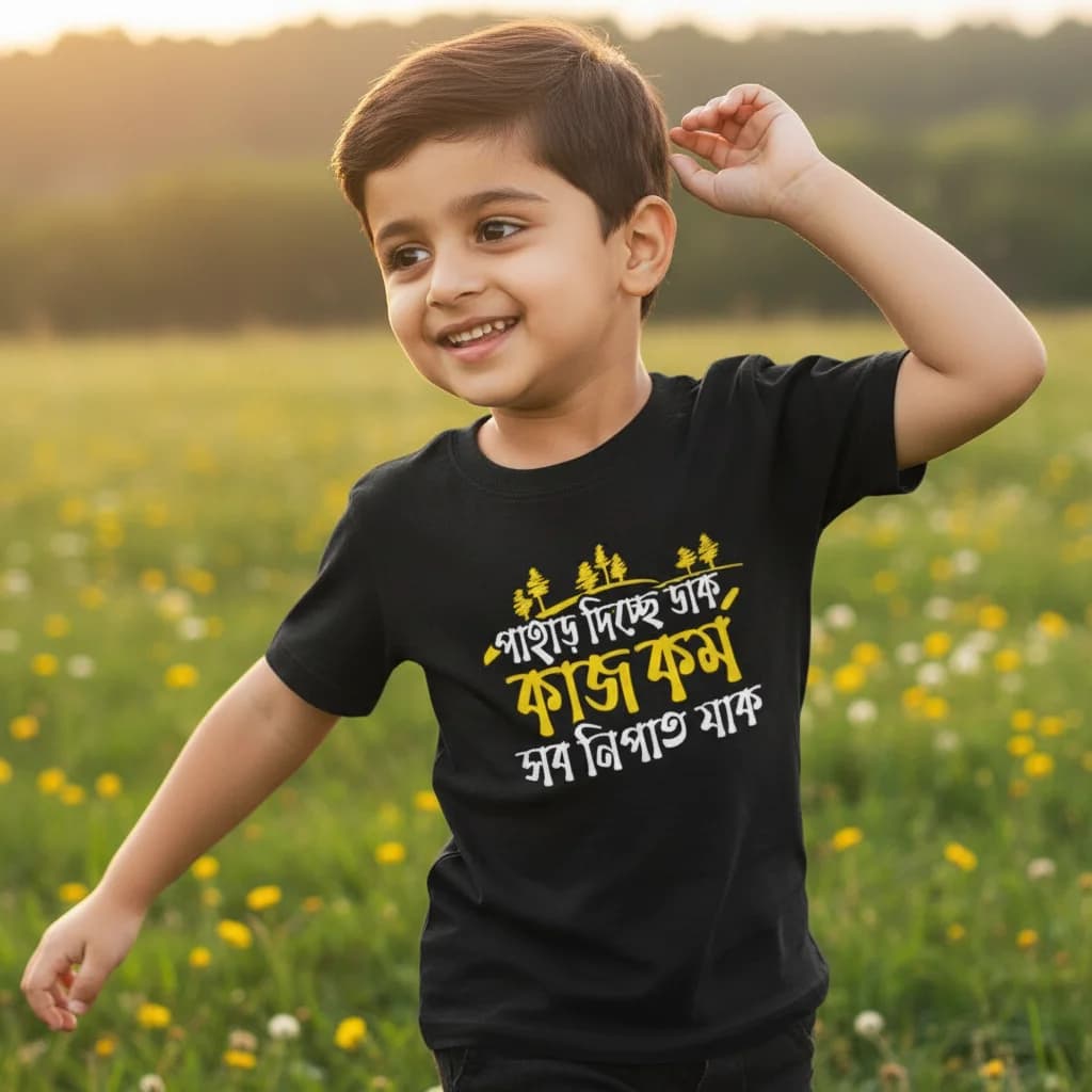 Pahar Dicche Daak - Bengali Kids T-Shirt