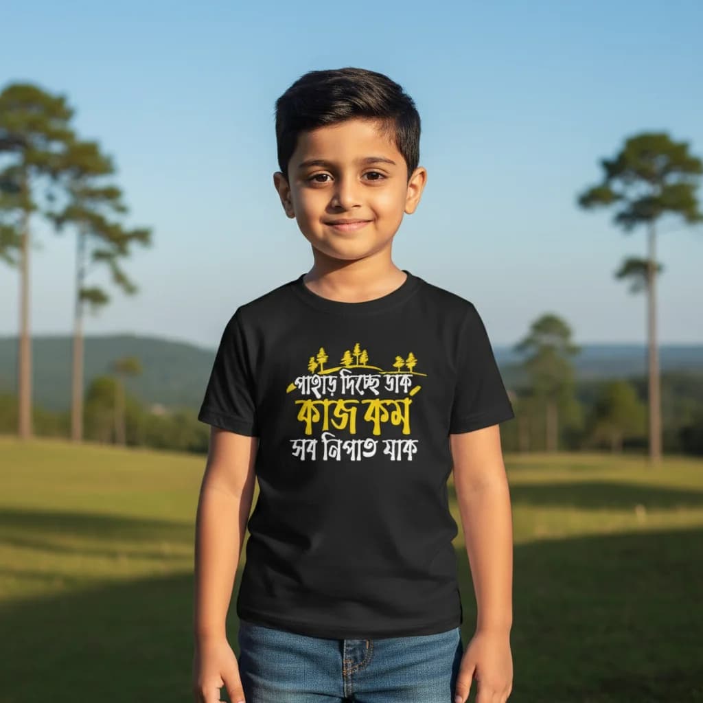 Pahar Dicche Daak - Bengali Kids T-Shirt