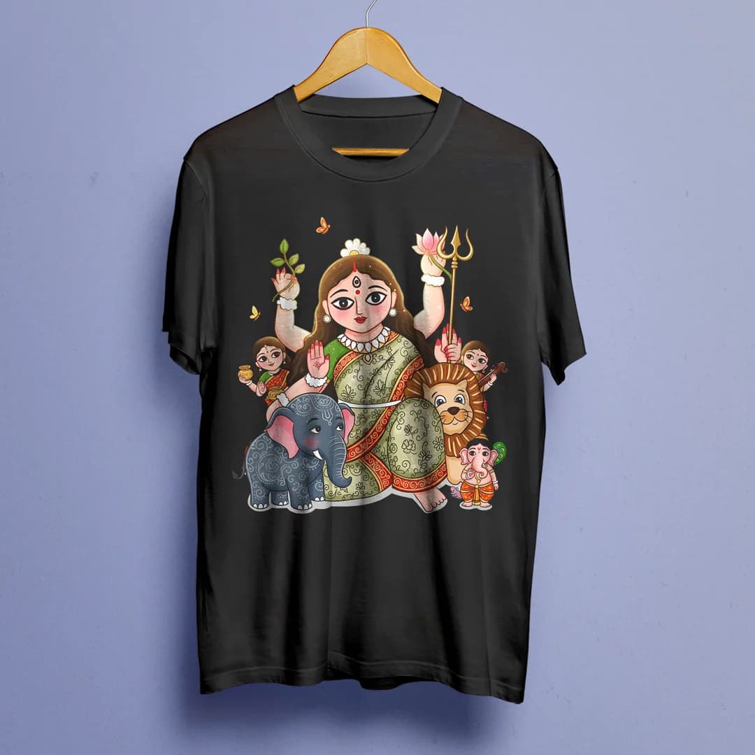 Cute Durga Puja Tshirt (Bengali Printed Kids T-shirt)